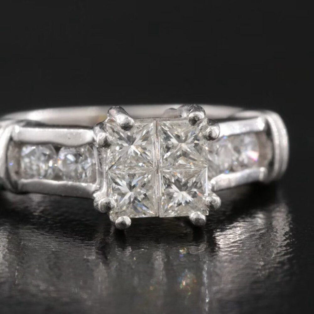 Platinum 0.8 CTW Diamond Ring- Natural Stones